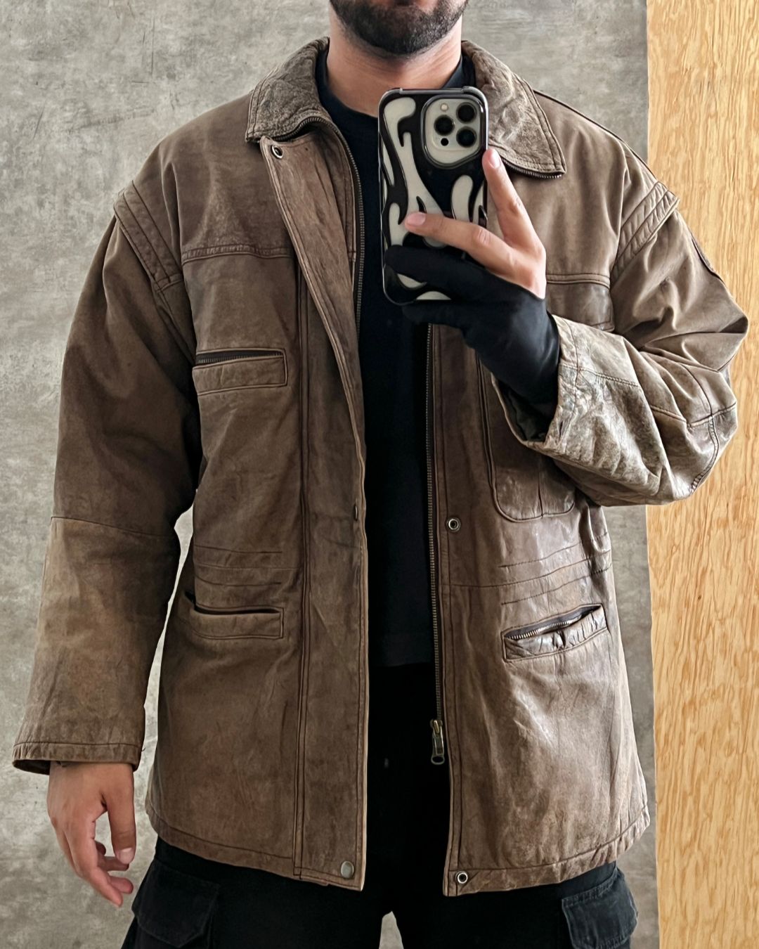 LEATHER HUNTER JACKET (M)