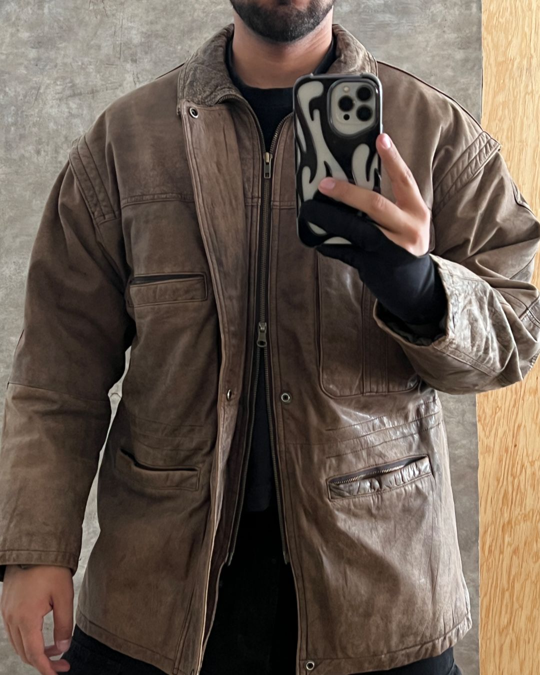 LEATHER HUNTER JACKET (M)