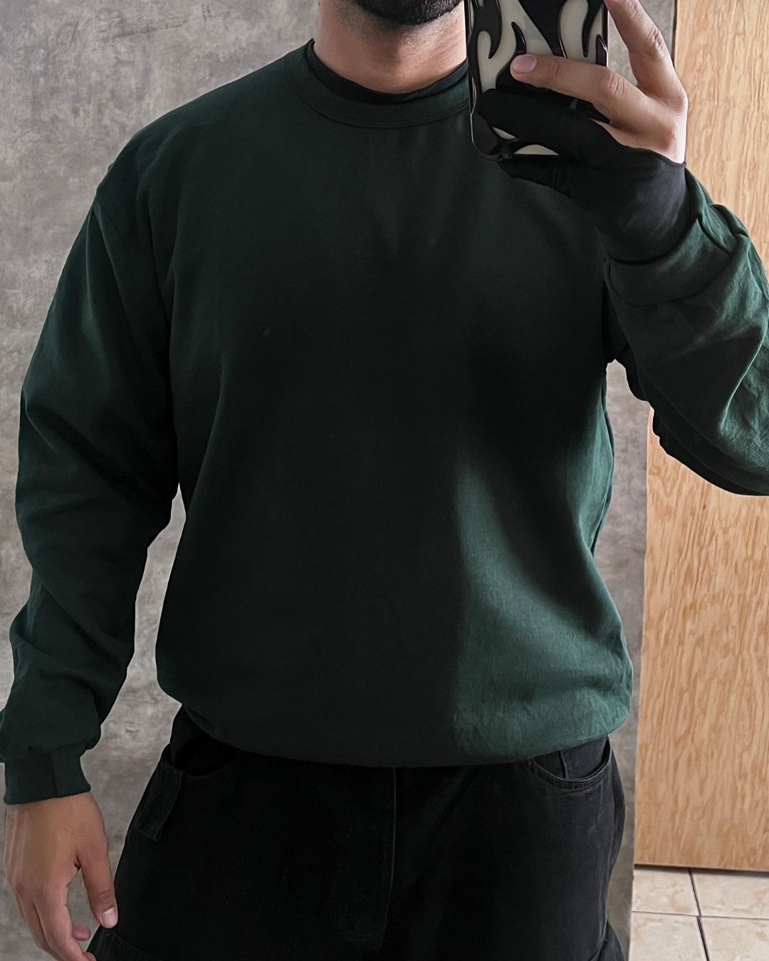 SWEATER GREEN BLCK (L)