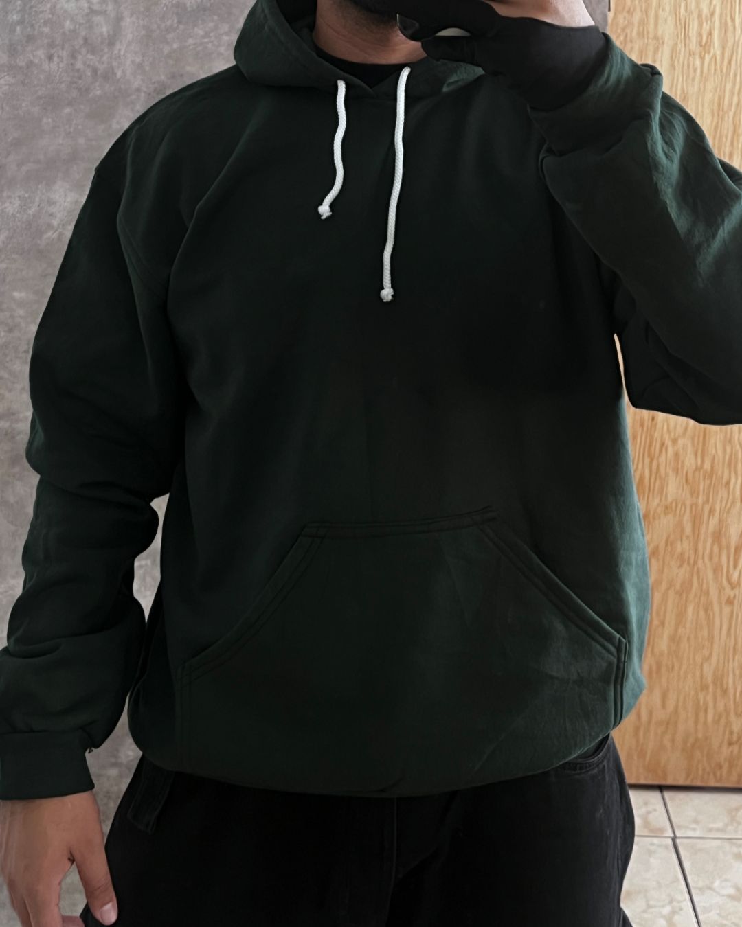 HOODIE GREEN BLCK (XL)