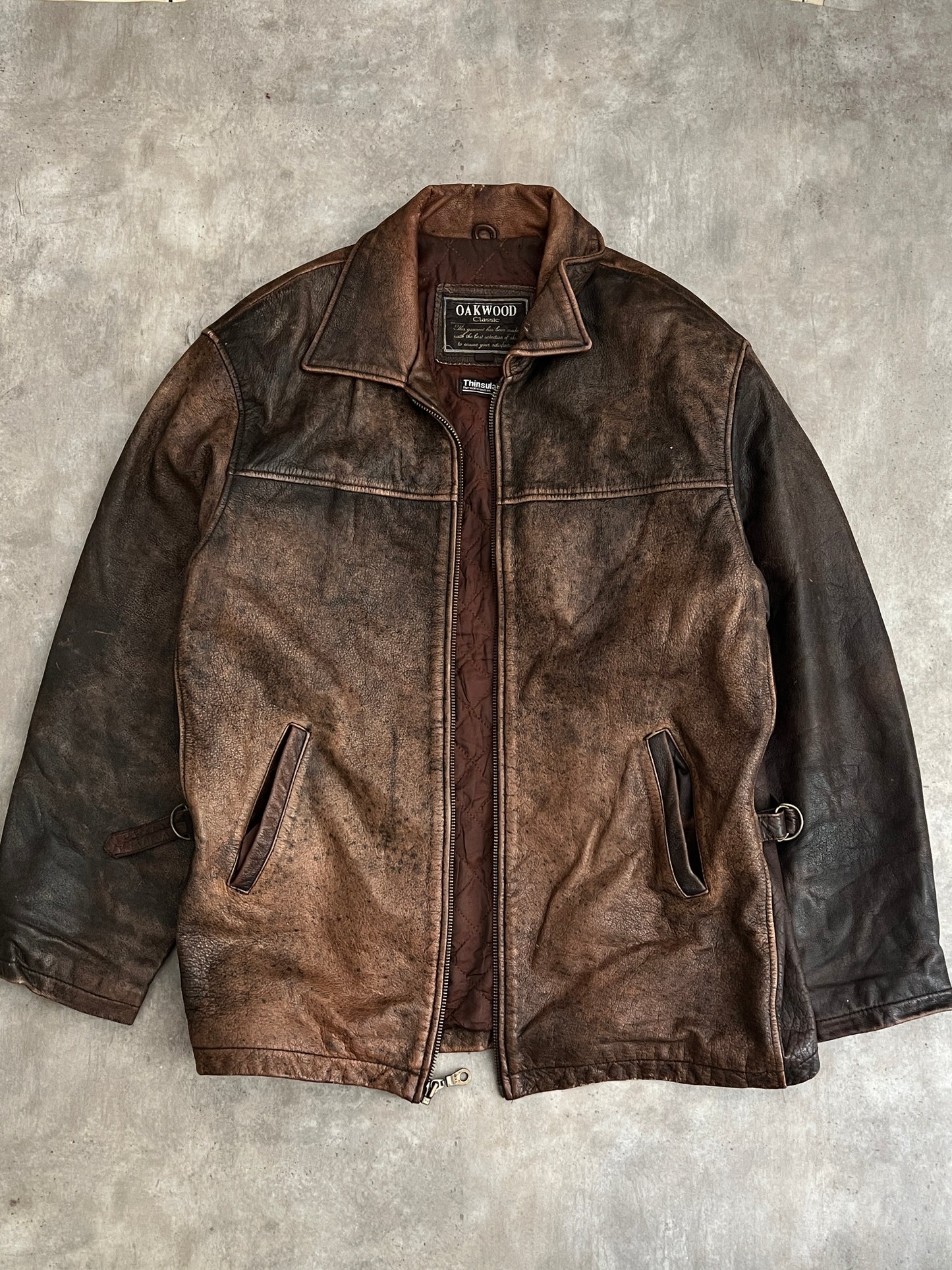 Leather distressed jacket (L)