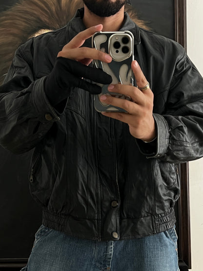 Bomber leather jacket 100%  (L)
