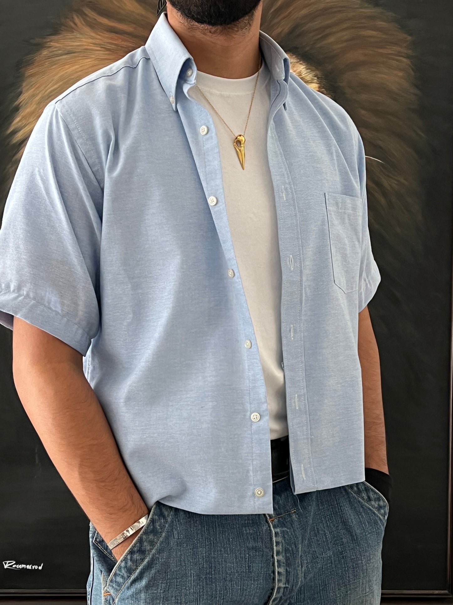 Light blue shirt / cropped fit (M)
