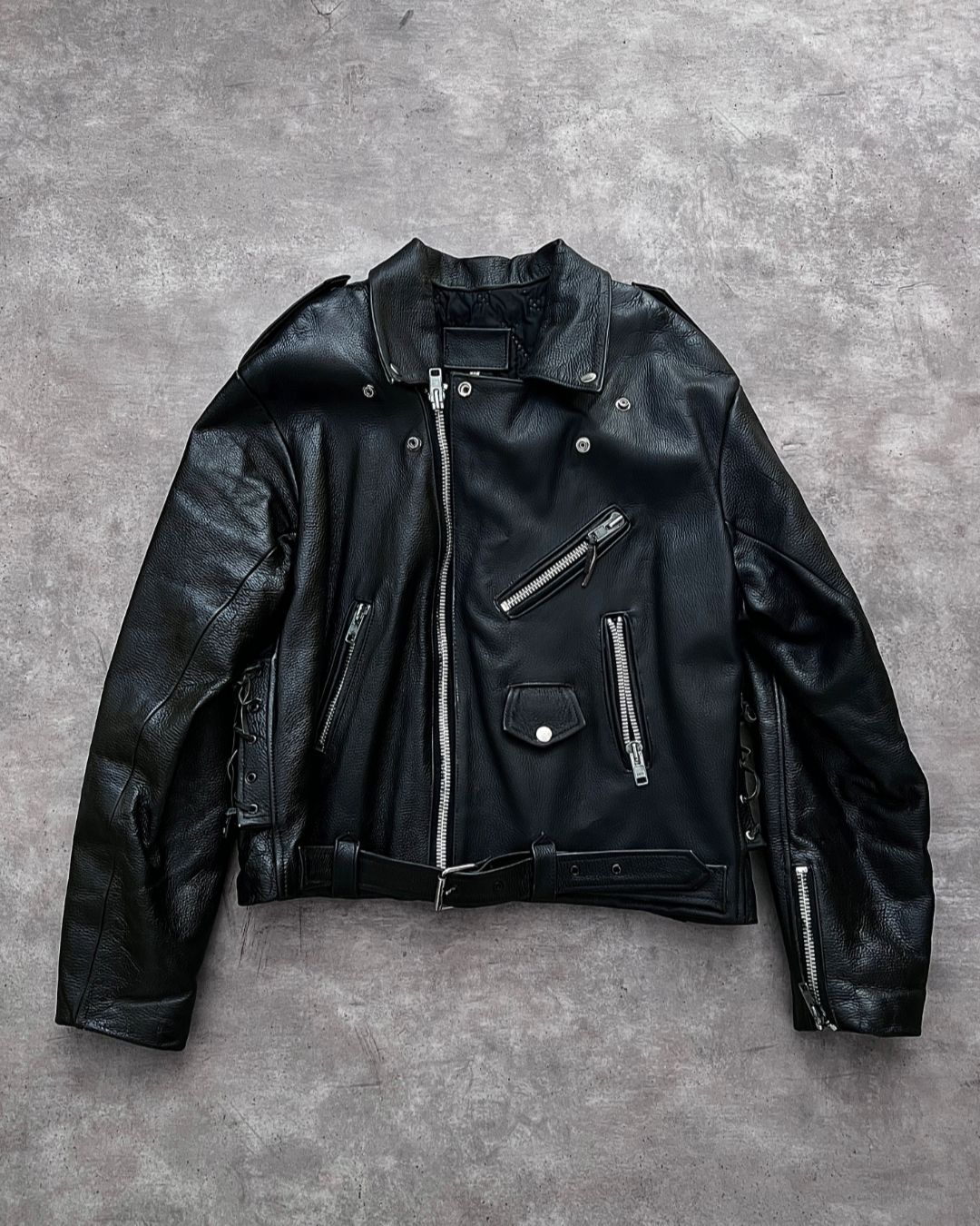 BIKER HEAVY LEATHER JACKET (M)