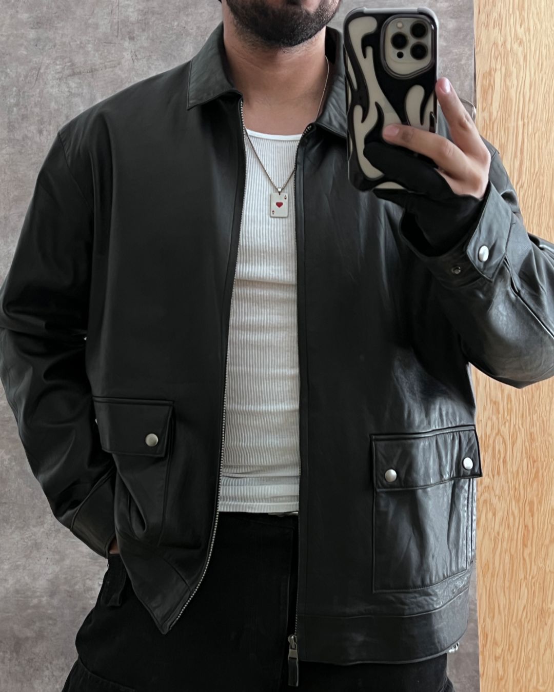 WORK LEATHER JACKET (XL)