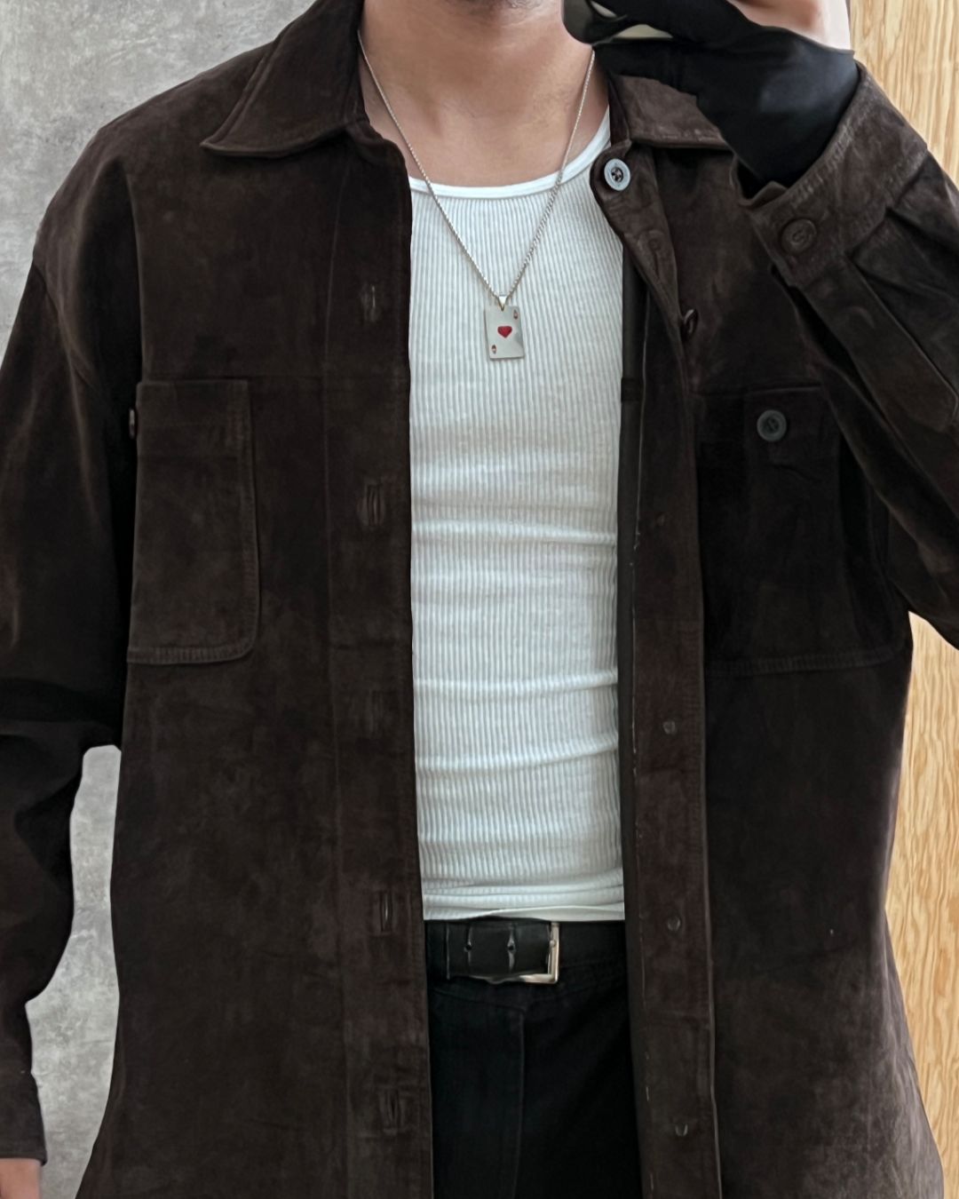 WORK LEATHER SHIRT (L)