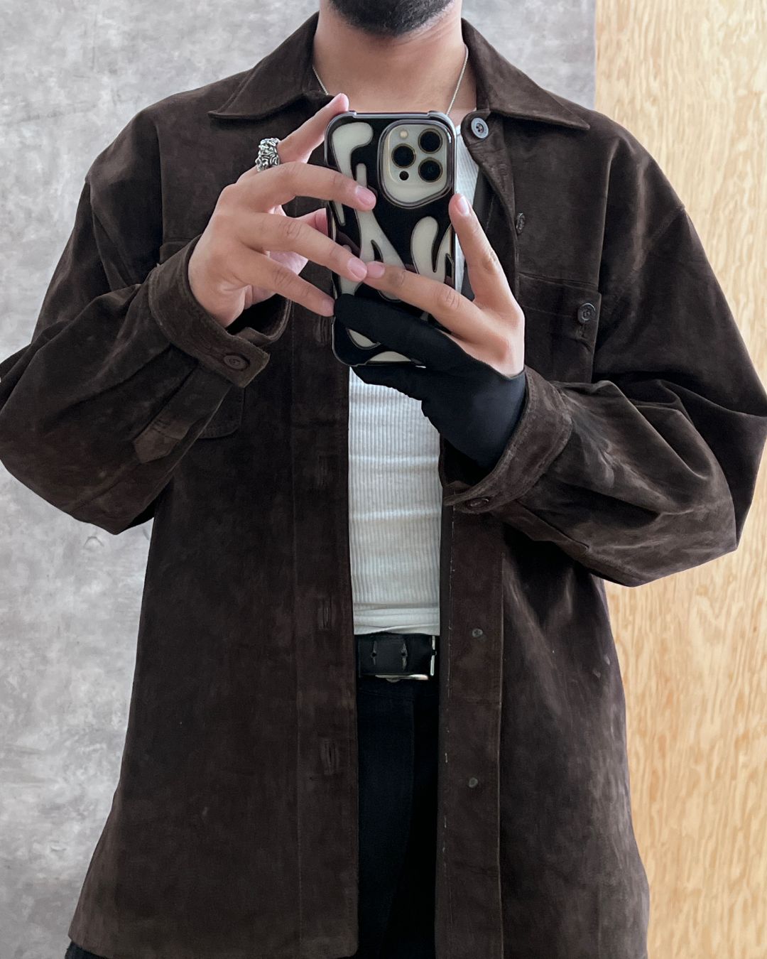 WORK LEATHER SHIRT (L)