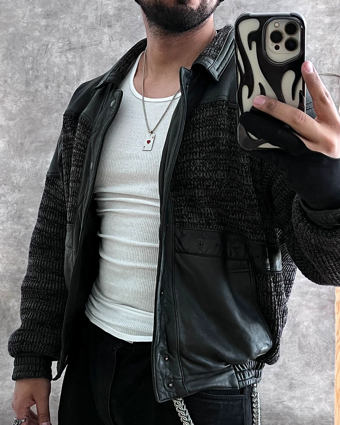 LEATHER VINTAGE JACKET (L)