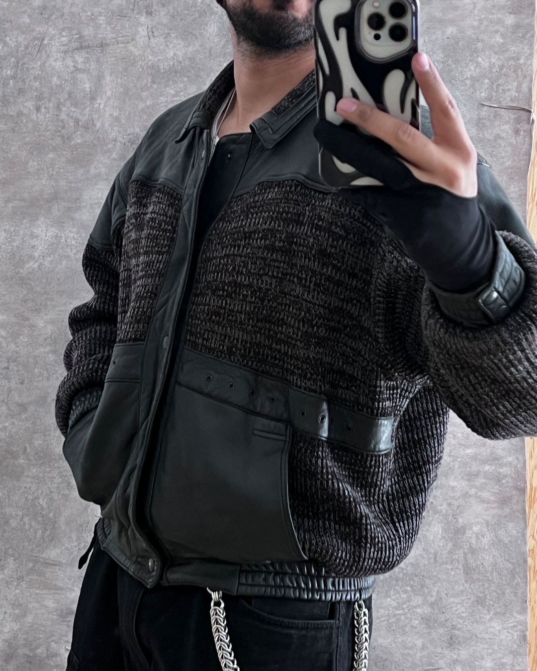 LEATHER VINTAGE JACKET (L)