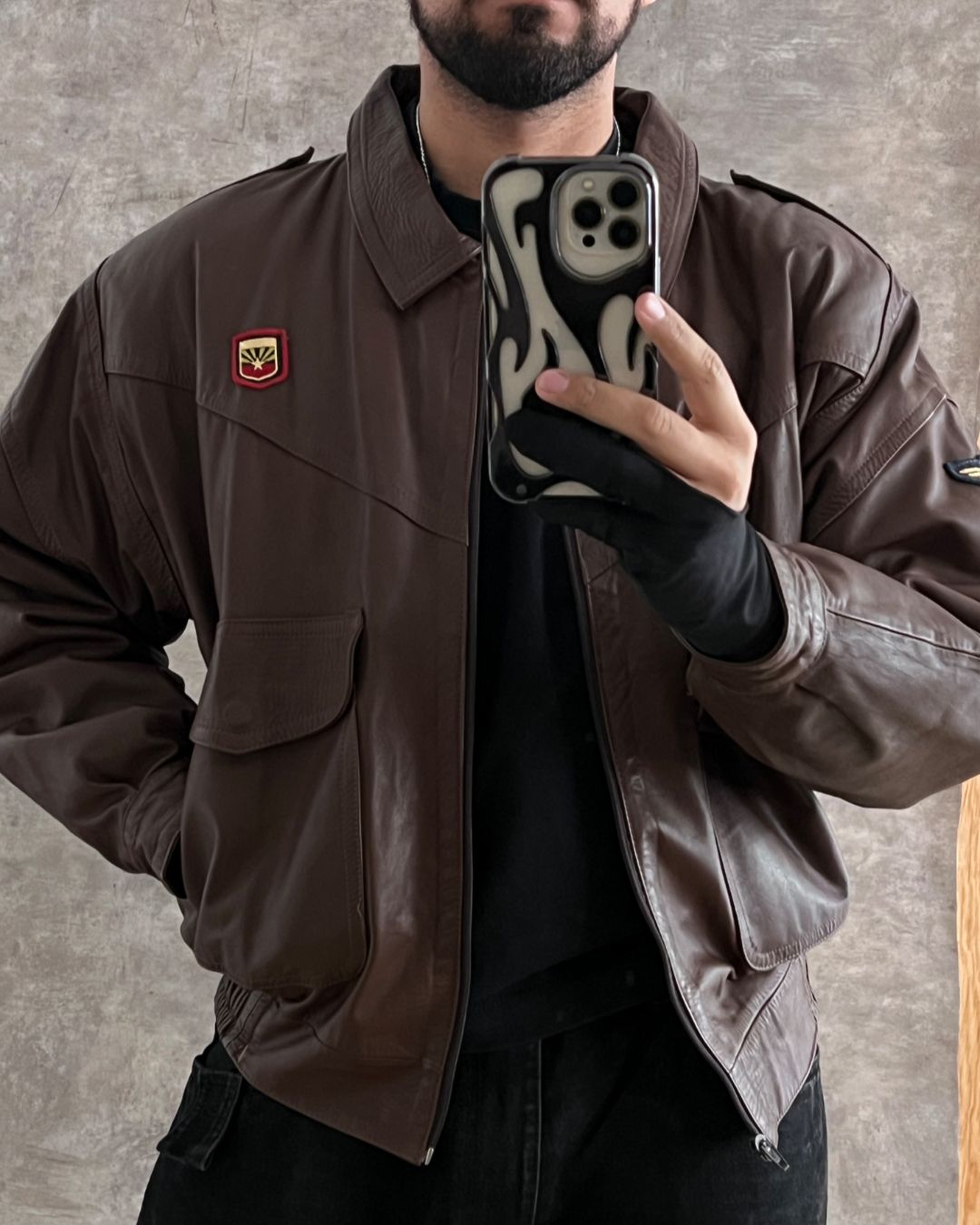 BOMBER LEATHER JACKET (M/L)