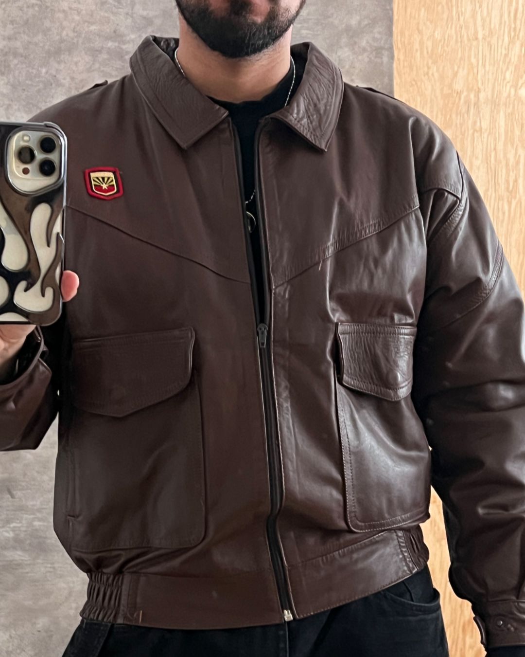 BOMBER LEATHER JACKET (M/L)