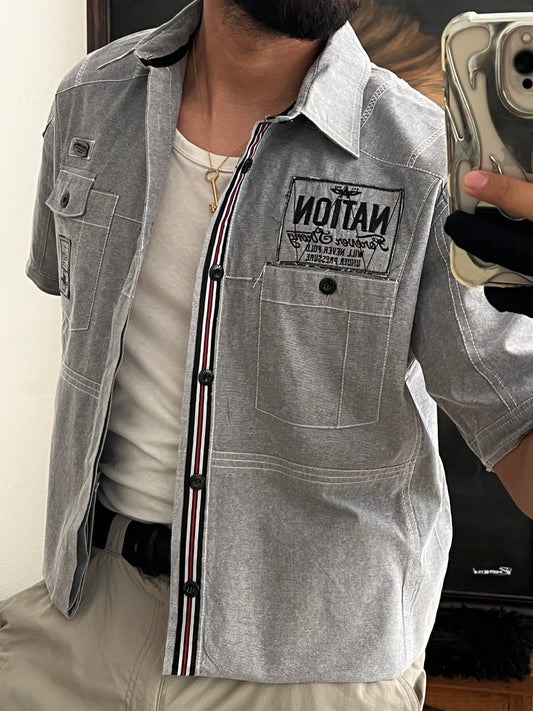 Grey Work Shirt Cropped Fit (M)