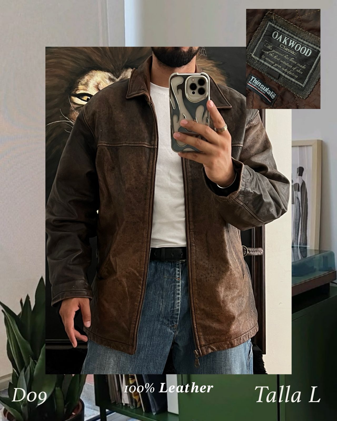 Leather distressed jacket (L)