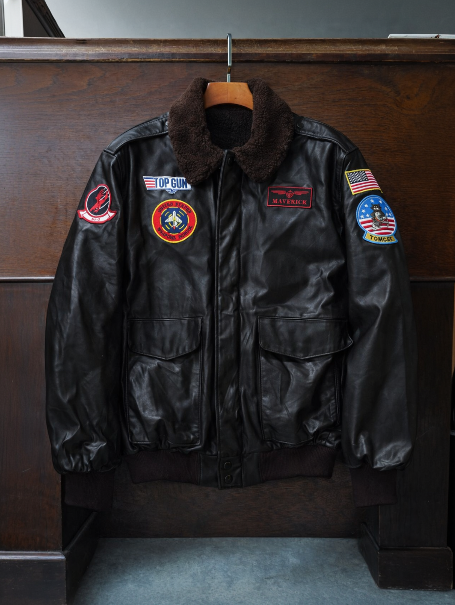 BOMBER LEATHER JACKET ( XL)