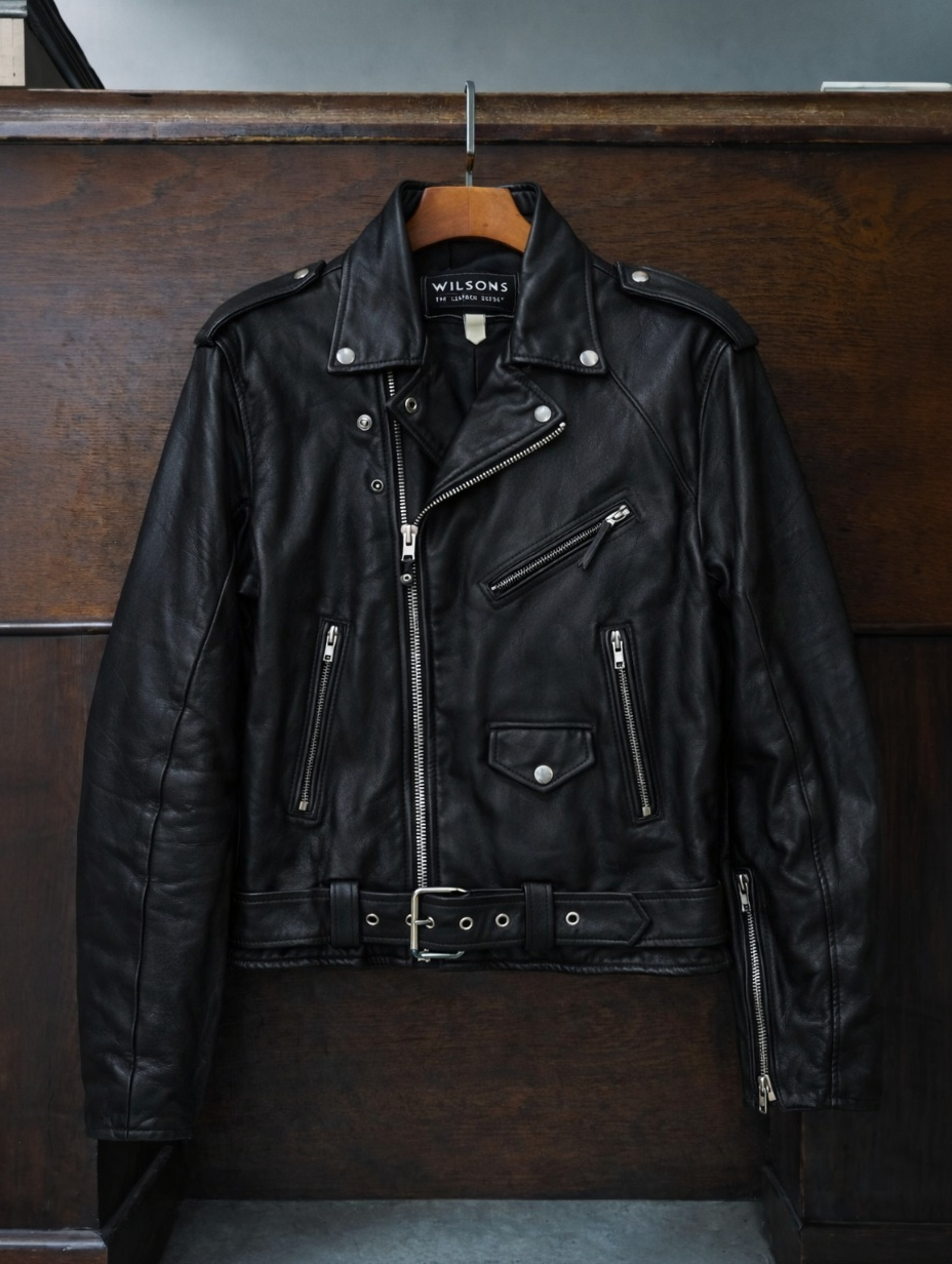 BIKER LEATHER JACKET (M)